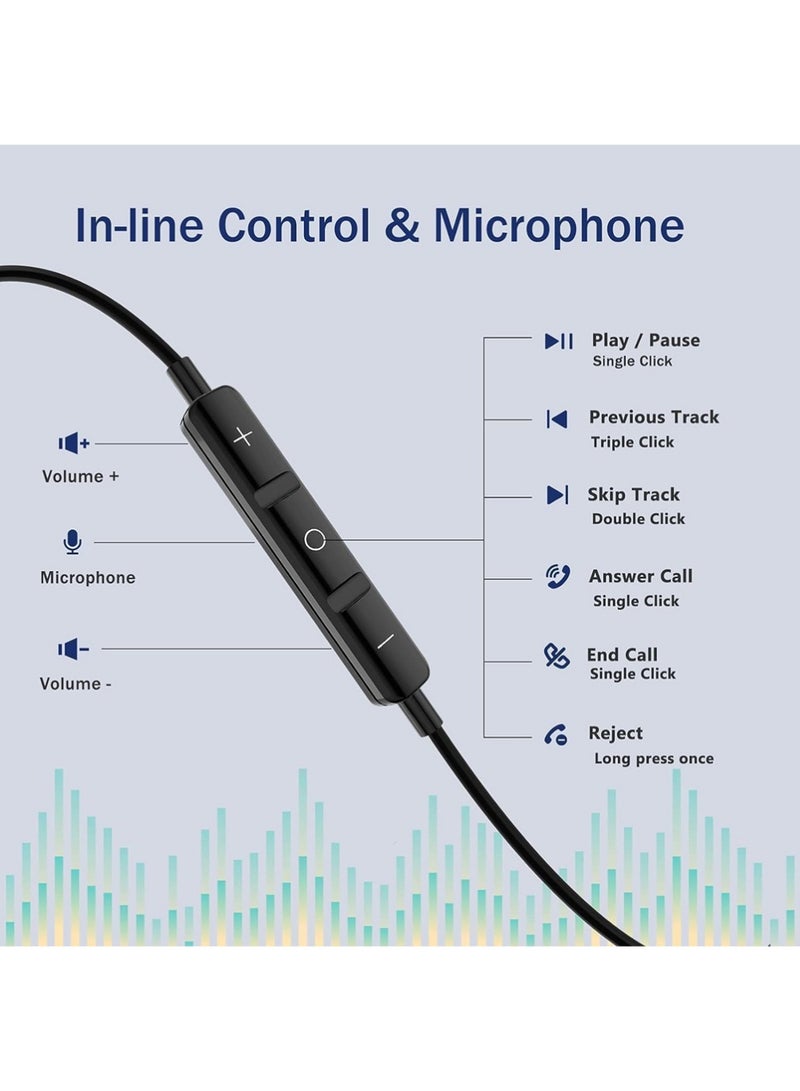 X-level USB C Headphones for Samsung Galaxy S25 S24 Ultra iPhone 17 Air 16 Pro 17 Pro Max S23 S22 A56 A55 A54 A16 Pixel Xiaomi Wired Earbuds Magnetic in-Ear Type C Earphone with Microphone Stereo Black - Image 3