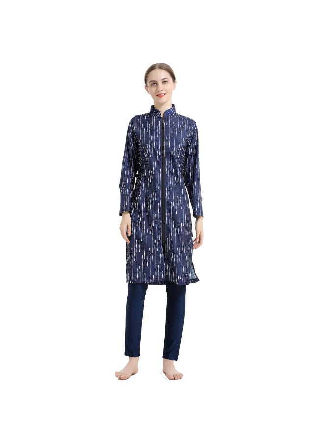 Generic 2022 Digital Printing Muslim Southeast Asia Swimsuit Hui Conservative Three-piece Sportswear Swimming Suit S015-Color:Blue- - Image 1