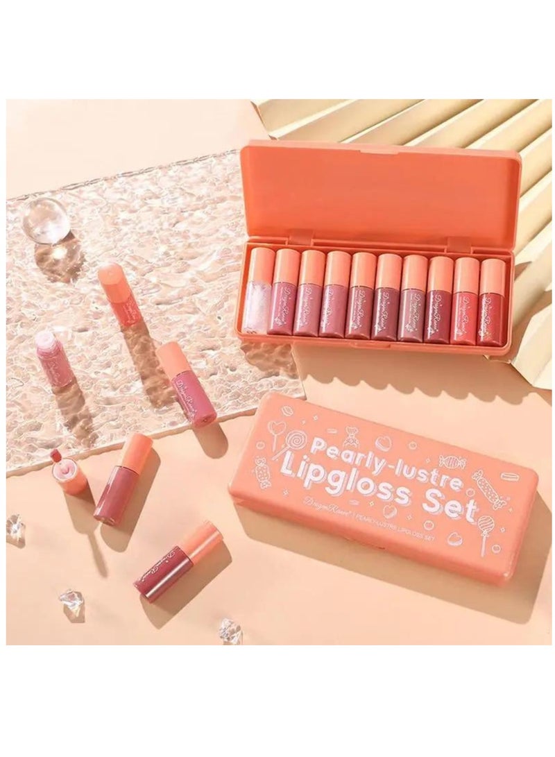 Dragon Ranee مجموعة ملمع الشفاه من 10 قطع، ملمع شفاه لامع لؤلؤي، زيت شفاه مرطب، زيت توهج الشفاه، مجموعة ملمع شفاه، ملمع شفاه لامع للغاية، أحمر شفاه سائل غير لامع بلمسة نهائية زجاجية للنساء - Image 3