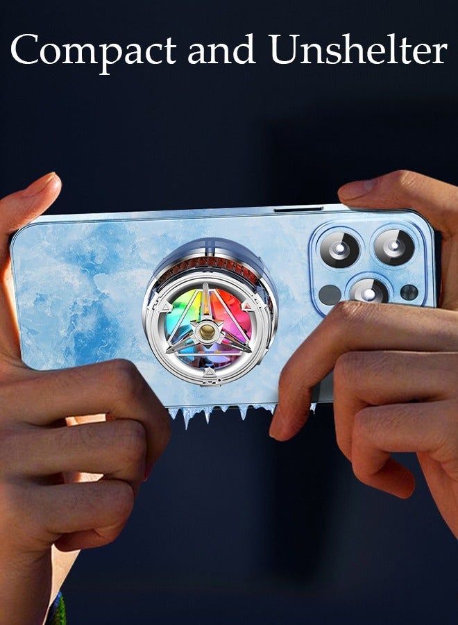 DUNISO Magnetic Semi-Conductor Cooling Chip Phone Cooling Fan with Magnetic Plates LED Display RGB Lights and Instant Cooling system, Cellphone Radiator for Mobile Gaming TikTok Live Strea - Image 2