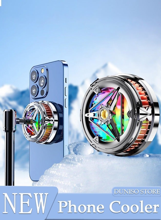 DUNISO Magnetic Semi-Conductor Cooling Chip Phone Cooling Fan with Magnetic Plates LED Display RGB Lights and Instant Cooling system, Cellphone Radiator for Mobile Gaming TikTok Live Strea - Image 1