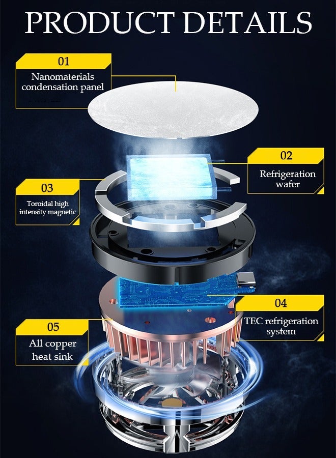 DUNISO Magnetic Semi-Conductor Cooling Chip Phone Cooling Fan with Magnetic Plates LED Display RGB Lights and Instant Cooling system, Cellphone Radiator for Mobile Gaming TikTok Live Strea - Image 5