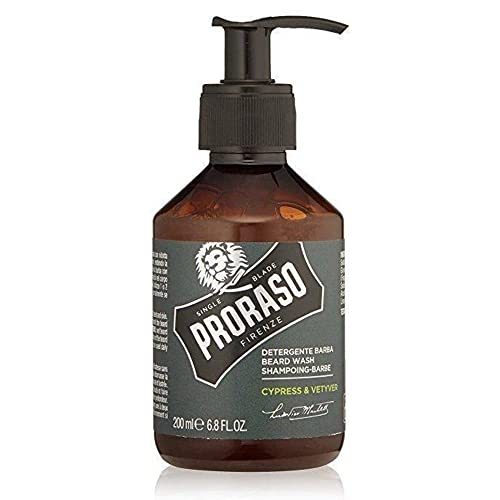 Proraso Cypress and Vetyver Beard Wash Moisturizing Cleansing Bergamot Vetiver Beard and Face Wash Mens Facial Cleanser 68oz - Image 1
