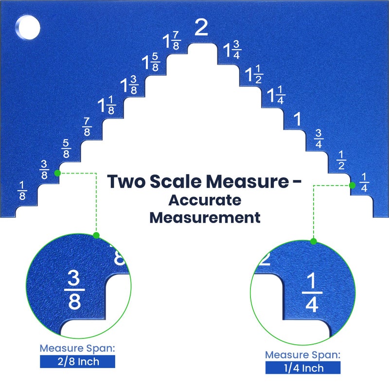 Dreyoo Table Saw Height Gauge, Aluminum Height Gauge Saw for Router Table, Precision Woodworking Measuring Tools Setup Cutting Blade from 1/8 to 2 Inch, 1/4" Thick for Solid Standing(Blue) - Image 2