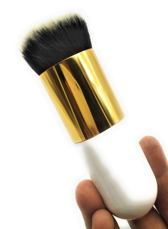 MINtile Makeup Cosmetic Face Powder Blush Brush Face Foundation Powder Blush Brush Cosmetic Blending Makeup Brush (Golden White) - Image 2