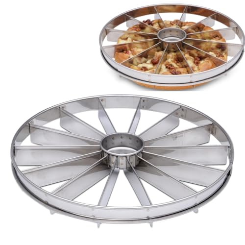 Haokithcun Professional Pie Slicer and Cake Divider Stainless Steel Pie Portion Cutter Press Cake Marker Evenly14 Portions - Image 1