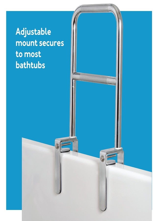 Carex Tri-Grip Bathtub Rail with Chrome Finish - Bathtub Grab Bar Safety Bar For Seniors and Handicap - For Assistance Getting In and Out of Tub, Easy to Install on Most Tubs,Silver - Image 3
