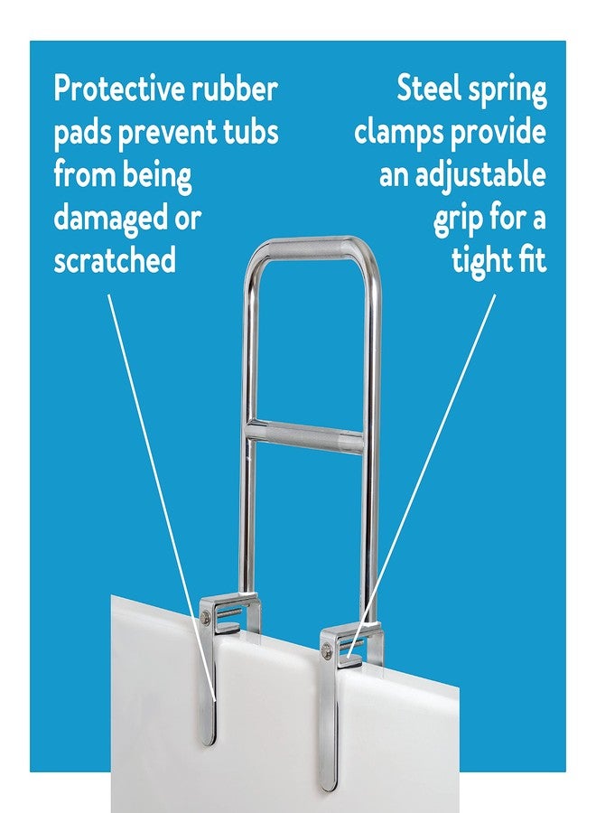 Carex Tri-Grip Bathtub Rail with Chrome Finish - Bathtub Grab Bar Safety Bar For Seniors and Handicap - For Assistance Getting In and Out of Tub, Easy to Install on Most Tubs,Silver - Image 4