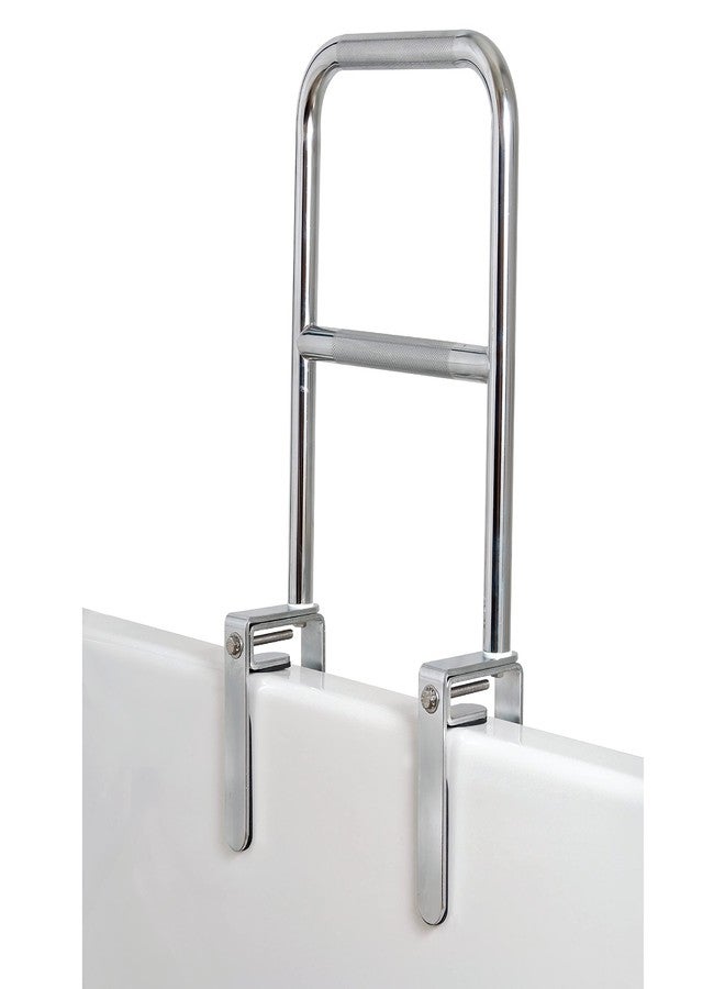 Carex Tri-Grip Bathtub Rail with Chrome Finish - Bathtub Grab Bar Safety Bar For Seniors and Handicap - For Assistance Getting In and Out of Tub, Easy to Install on Most Tubs,Silver - Image 1