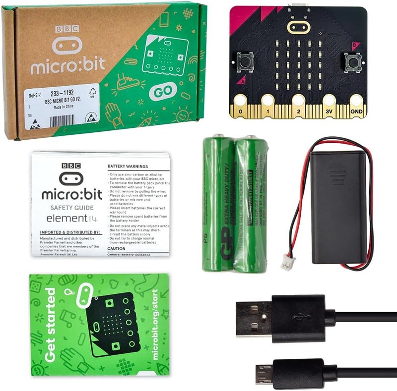 كي إستديو مجموعة Micro:bit V2 Go Kit الأصلية، مع Micro:bit v2، حامل البطارية، كابل Micro USB - Image 1