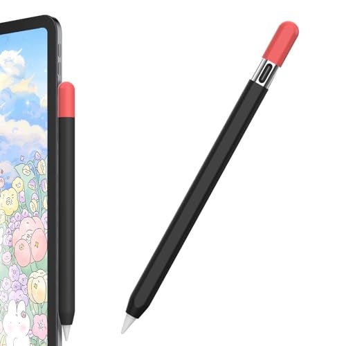AhaStyle Duotone Apple Pencil USBC Case 2023 Silicone Ultra Thin Proteative Cover Skin Apple Pencil Sleeve AntiSlip Grip Compatible with Apple Pencil USB C BlackRed - Image 1