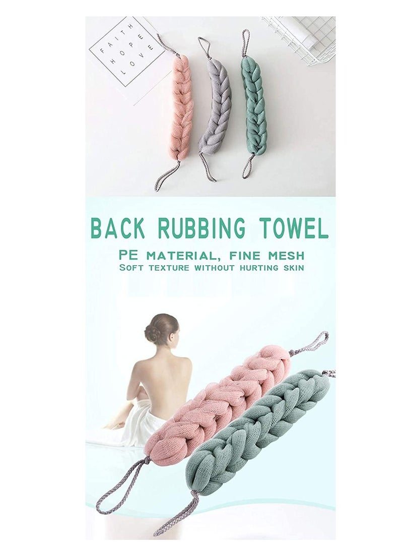 4 Packs Long Stretch Back Sponge with Rope Handles Scrubber Bath Shower Mesh Exfoliating Body Scrub Braided Loofah for Men and Women - Image 4