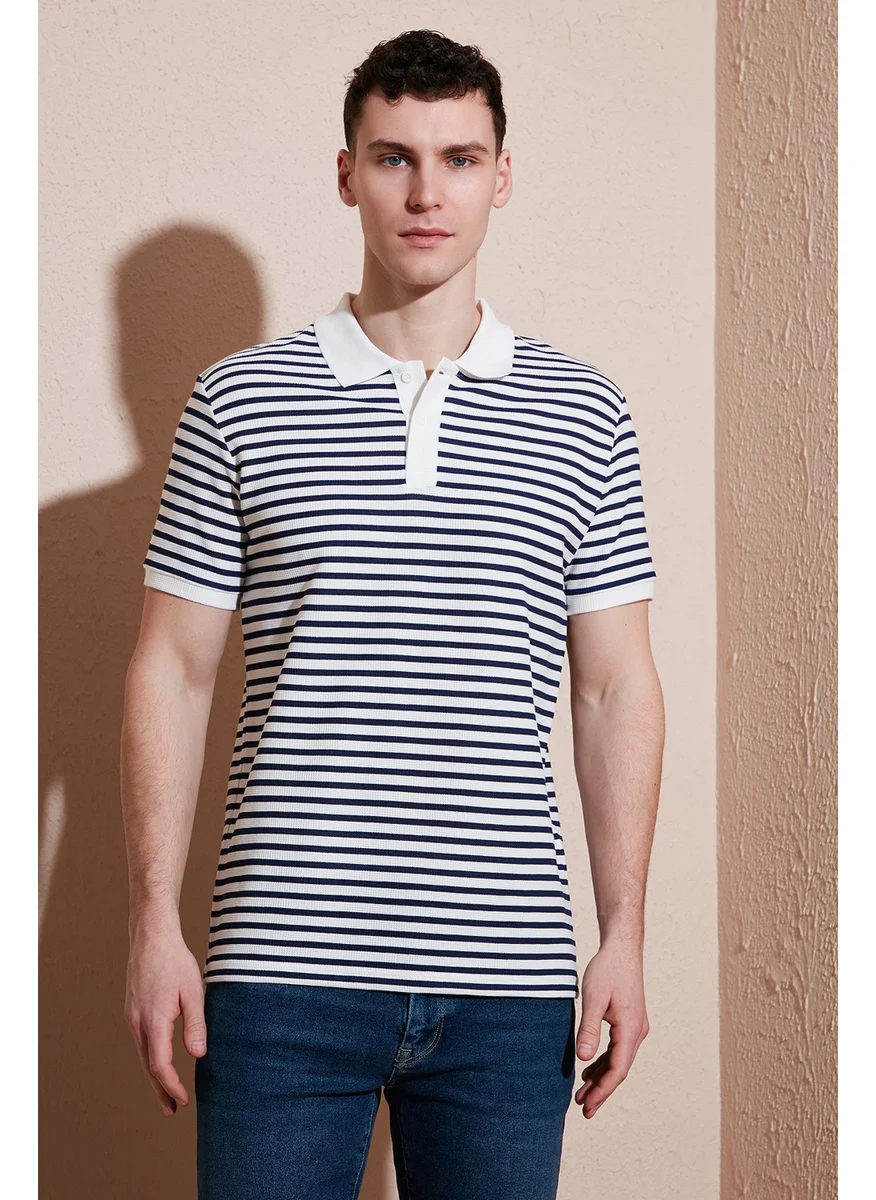 Buratti Cotton Regular Fit Striped Polo Neck T Shirt Men's Polo Neck T Shirt 5903009