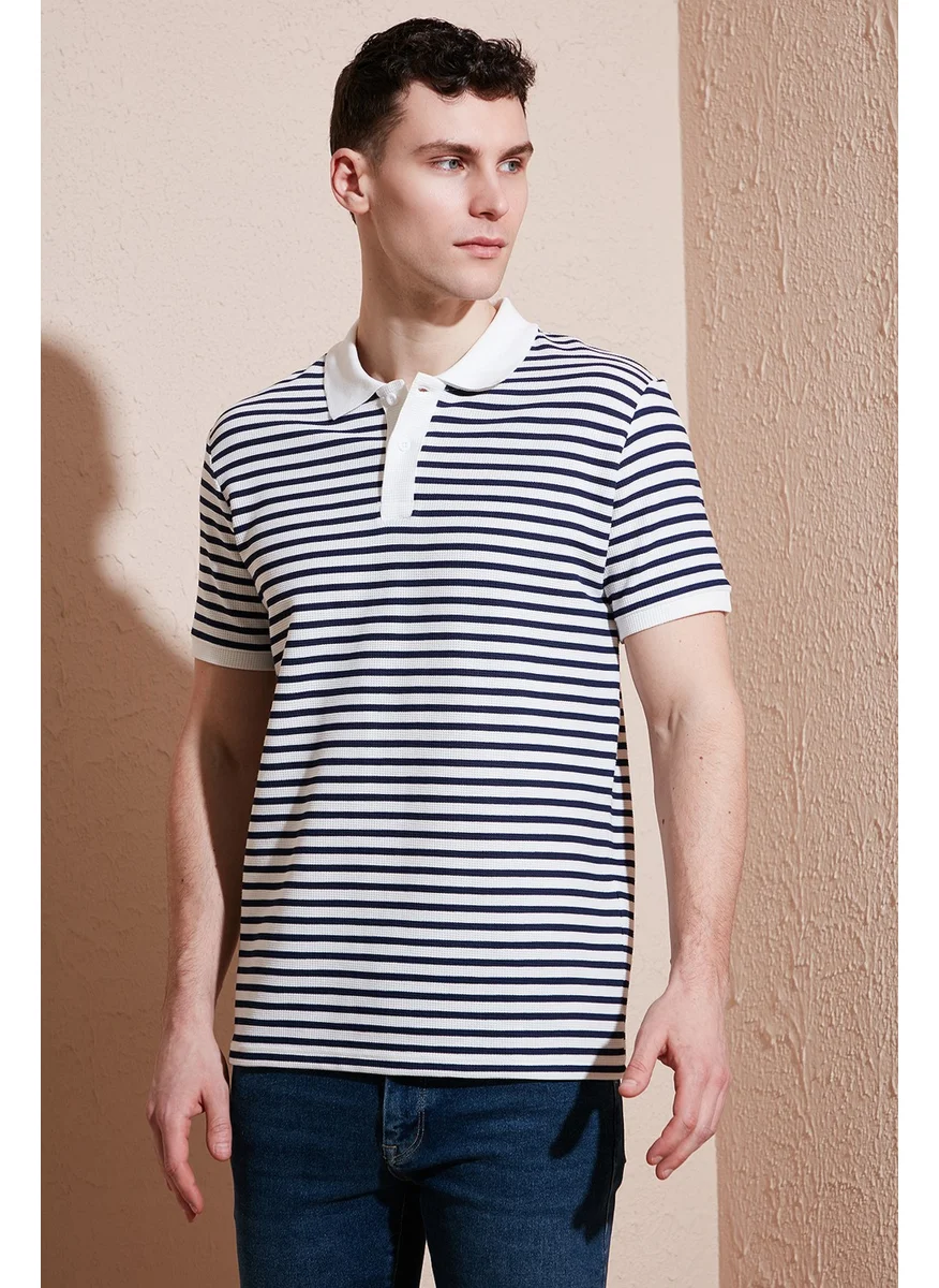 Buratti Cotton Regular Fit Striped Polo Neck T Shirt Men's Polo Neck T Shirt 5903009