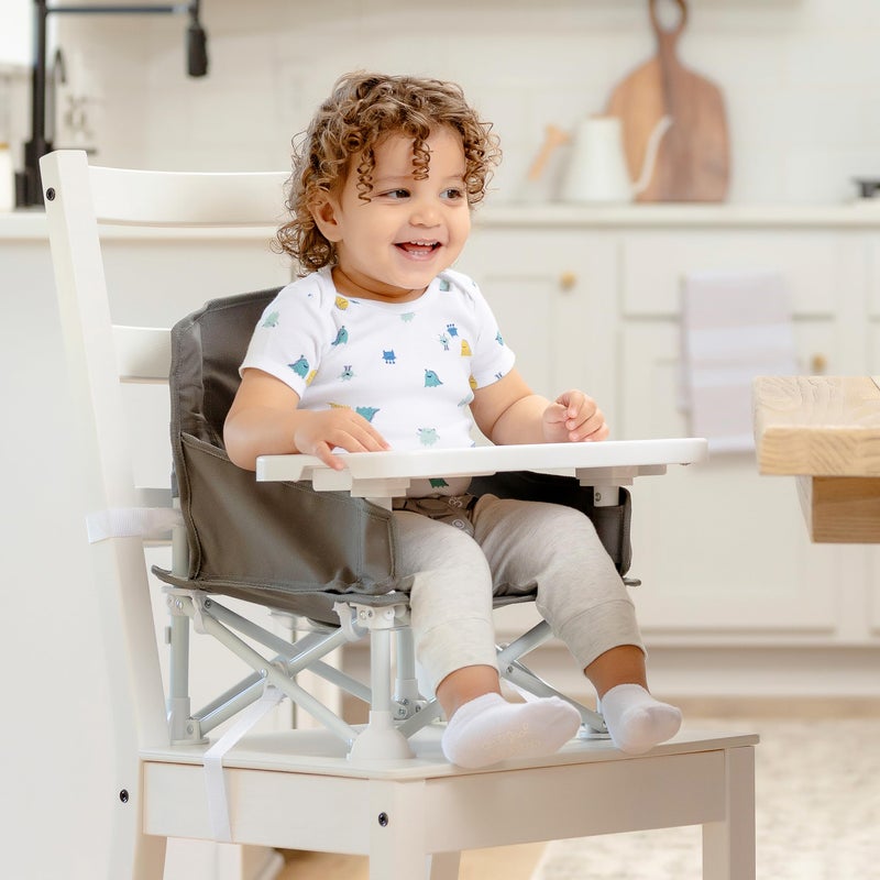 Regalo My Chair 2-in-1 Portable Travel Booster Seat & Activity Chair, Bonus Kit Includes, Oversized Removable Tray with Cup Holder, Gray - Image 2
