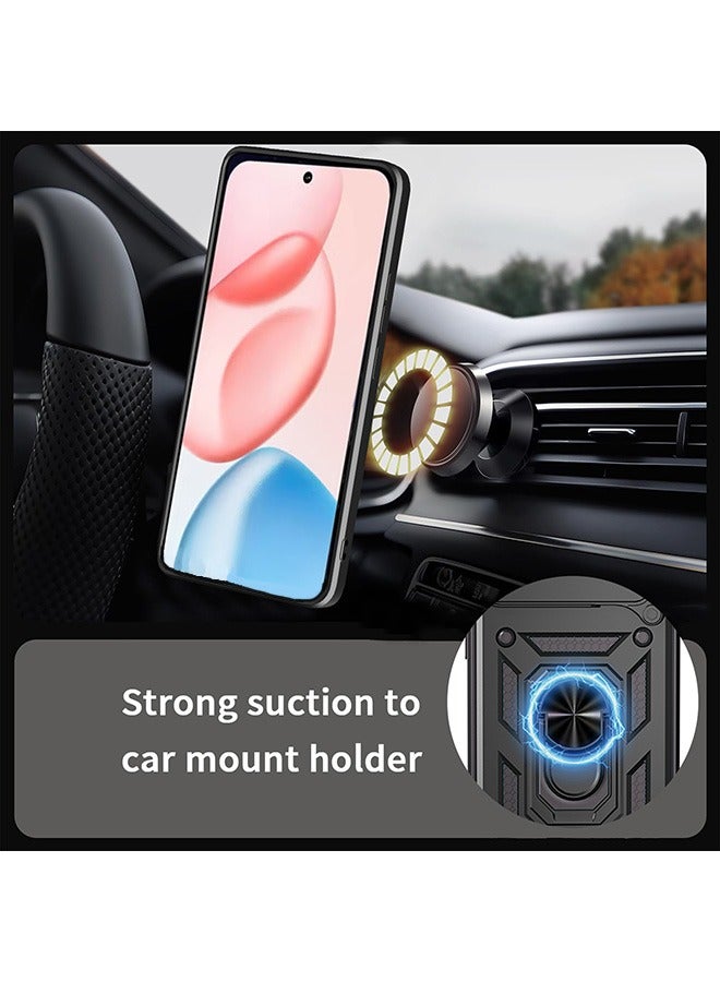 Compatible for Honor 400 5G Case with Sliding Camera, Integrated 360 Degree Rotating Ring Kickstand, Shockproof Protective Cover, Anti-Fall Drop Protection, Shockproof Case, Black - Image 4
