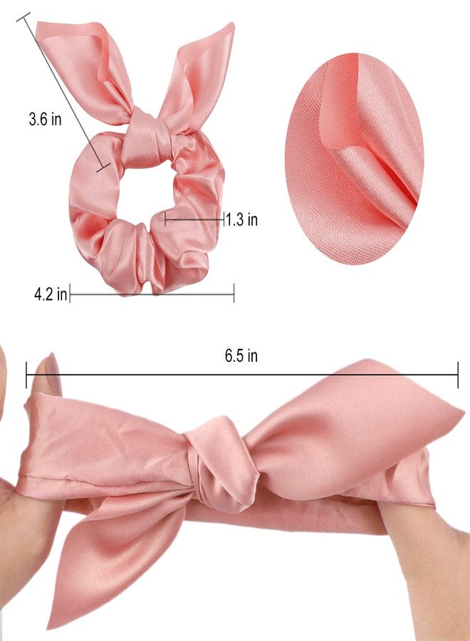 ACO-UINT 20 Pack Pink Bow Scrunchies for Thick Hair, Satin Silk Ponytail Holders with Ribbon for Girls and Women - Image 2