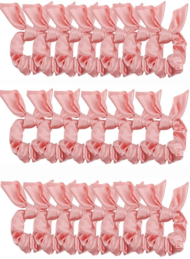 ACO-UINT 20 Pack Pink Bow Scrunchies for Thick Hair, Satin Silk Ponytail Holders with Ribbon for Girls and Women - Image 1