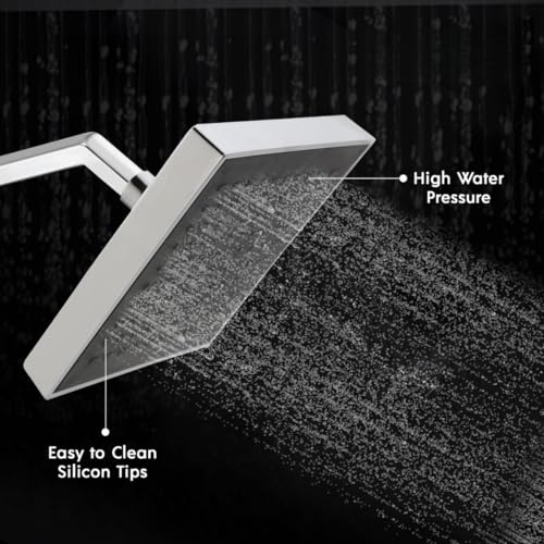Houza Square Design Bathroom Shower Head – 6x6 Inch, Adjustable Angle with 7-Inch Arm, Chrome Finish, Rust-Proof & Simple Setup - Image 4