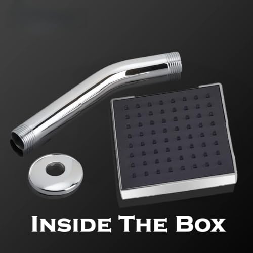 Houza Square Design Bathroom Shower Head – 6x6 Inch, Adjustable Angle with 7-Inch Arm, Chrome Finish, Rust-Proof & Simple Setup - Image 5