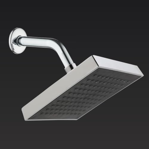 Houza Square Design Bathroom Shower Head – 6x6 Inch, Adjustable Angle with 7-Inch Arm, Chrome Finish, Rust-Proof & Simple Setup - Image 1