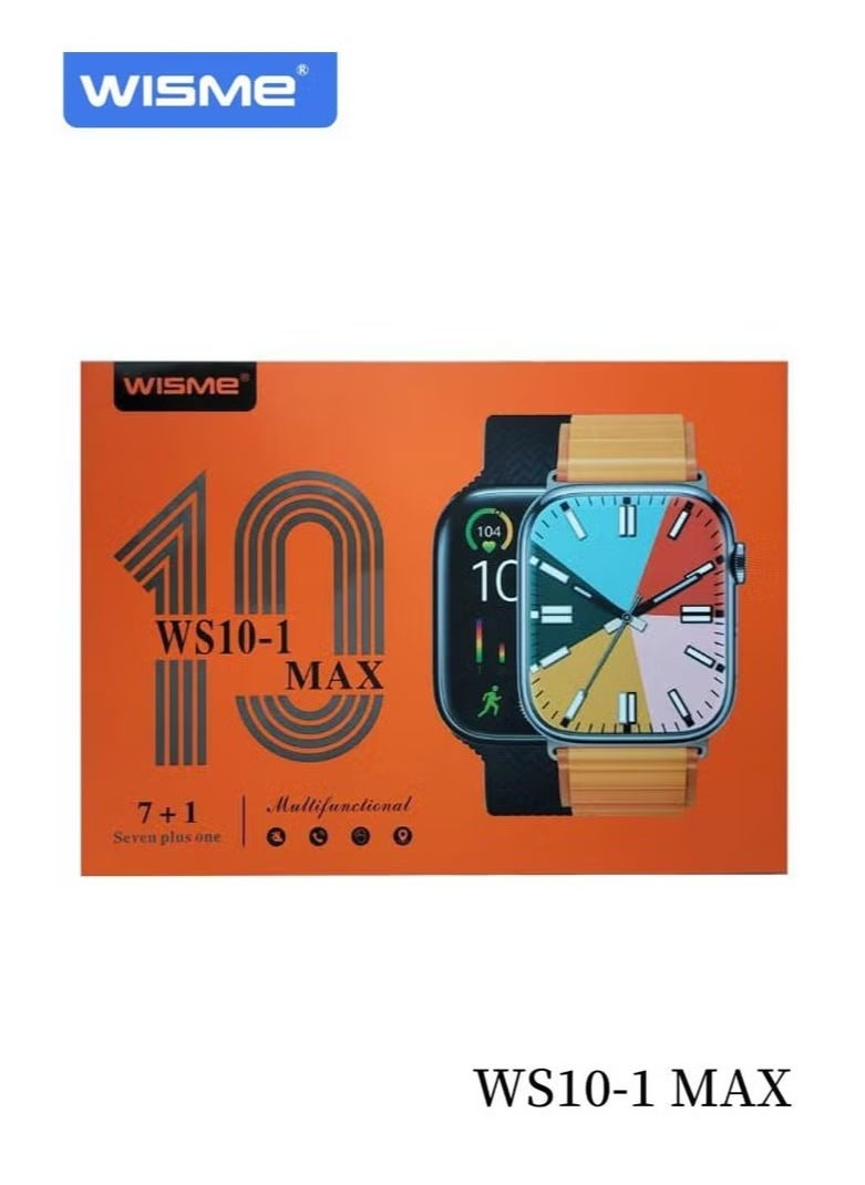 WS10-1 MAX Multi-Functional Smartwatch with 7 Pair Straps, Charging Cable, Designed for Ladies and Gents – Black – Fitness Tracking, Heart Rate Monitor, Stylish Design, Long Battery Life, and Customizable Straps for Every Occasion