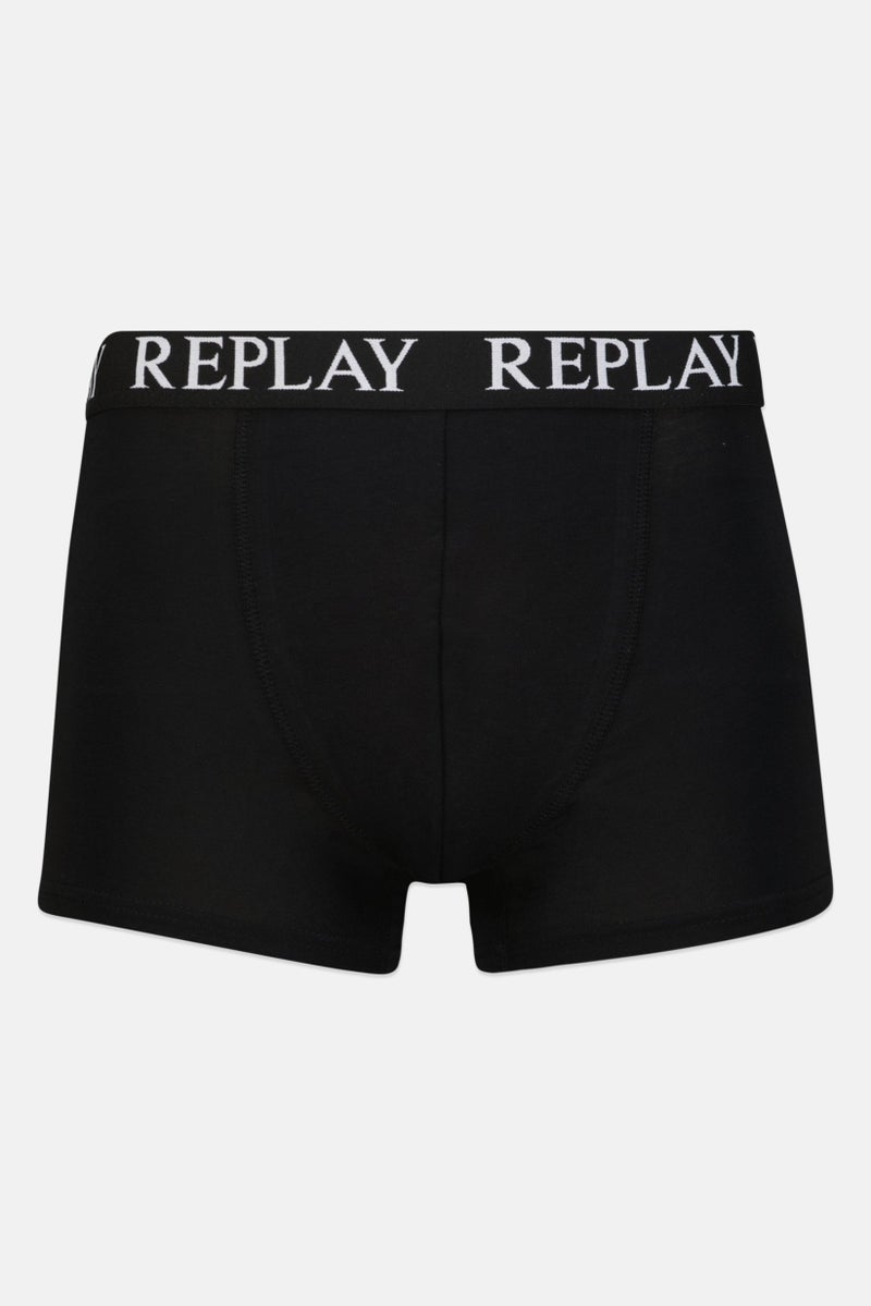 Replay Men 2 Pack Brand Logo Trunks, Black - Image 3
