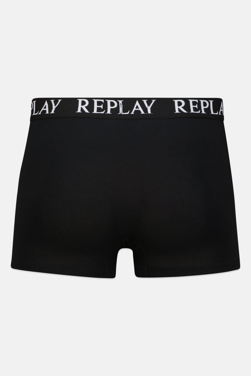 Replay Men 2 Pack Brand Logo Trunks, Black - Image 2