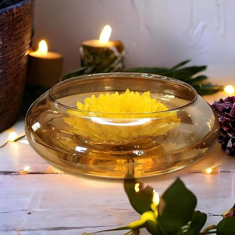 Eli Aura Decorative Glass Bowl | Transparent Centerpiece Bowl for Living Room, Office, Coffee Table, and Home Décor | Elegant Accent Display – 8 inch (Golden) - Image 3