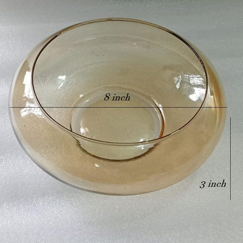 Eli Aura Decorative Glass Bowl | Transparent Centerpiece Bowl for Living Room, Office, Coffee Table, and Home Décor | Elegant Accent Display – 8 inch (Golden) - Image 1