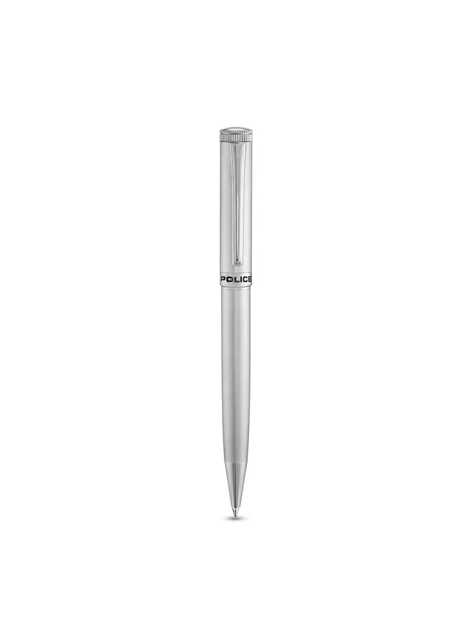 POLICE Century Polished Stainless Steel Twist Ballpoint Pen for Men, Blue Ink