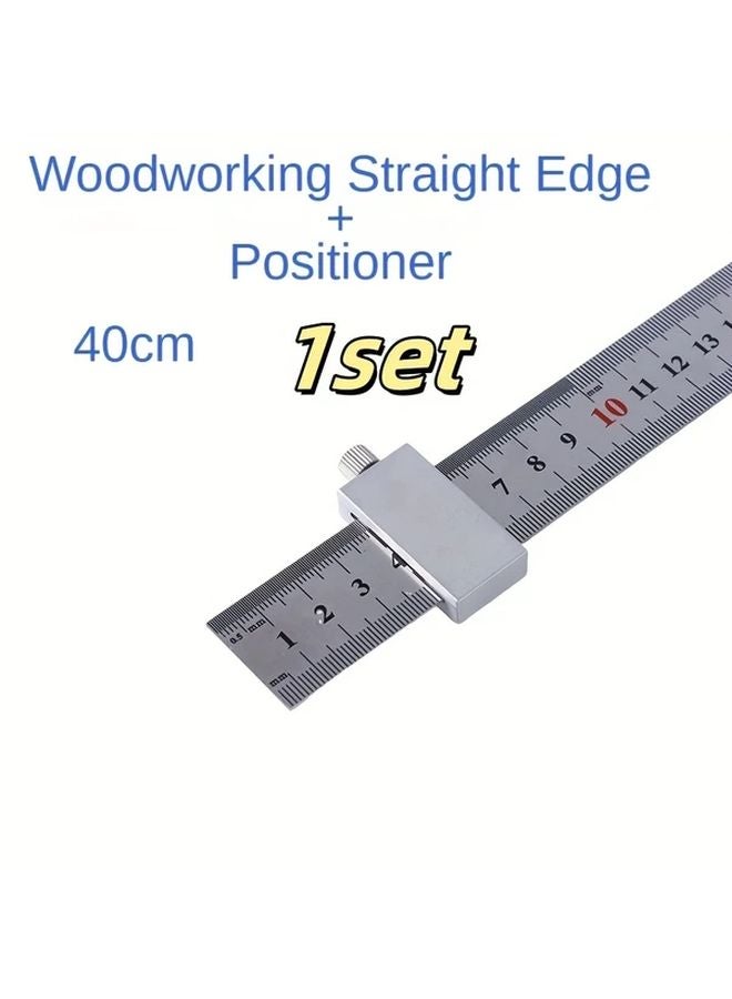 High Precision Carbon Steel Woodworking Straight Edge 30cm With Aluminum Positioner - Image 4