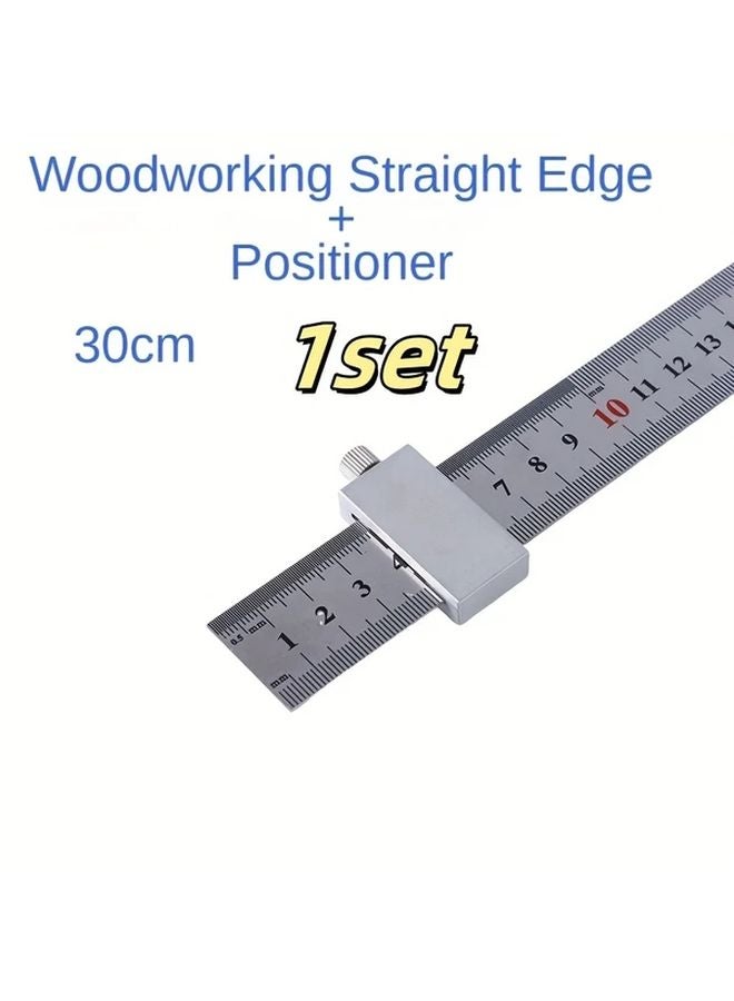 High Precision Carbon Steel Woodworking Straight Edge 30cm With Aluminum Positioner - Image 1