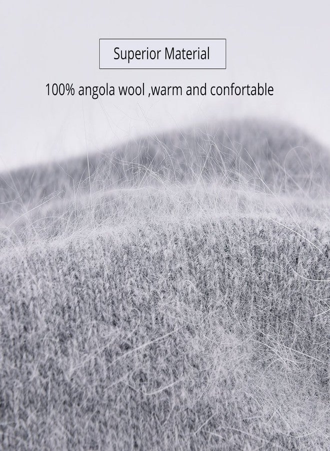 SOMALER Winter French Beret for Women 100% Angora Wool Classic Beret Beanie Light Grey - Image 4