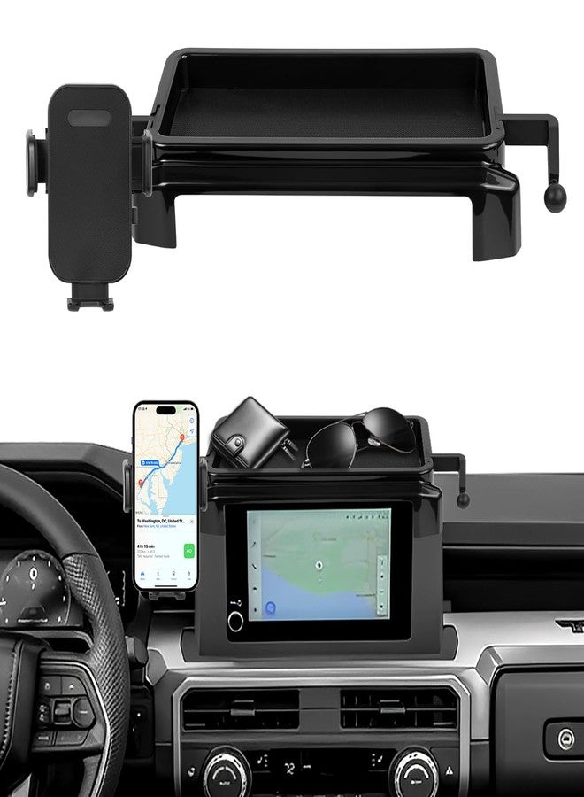 FETUSI Car Phone Holder Compatible with Toyota Tacoma 2024 2025 Accessories 8-Inch Screen Fixed Clip, Cell Phone Mount with Dash Organizer Center Console Tray Hands-Free 360° Rotation - Image 1