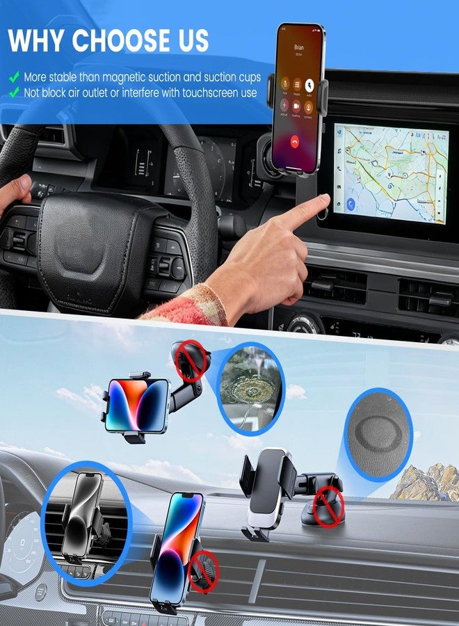 FETUSI Car Phone Holder Compatible with Toyota Tacoma 2024 2025 Accessories 8-Inch Screen Fixed Clip, Cell Phone Mount with Dash Organizer Center Console Tray Hands-Free 360° Rotation - Image 3