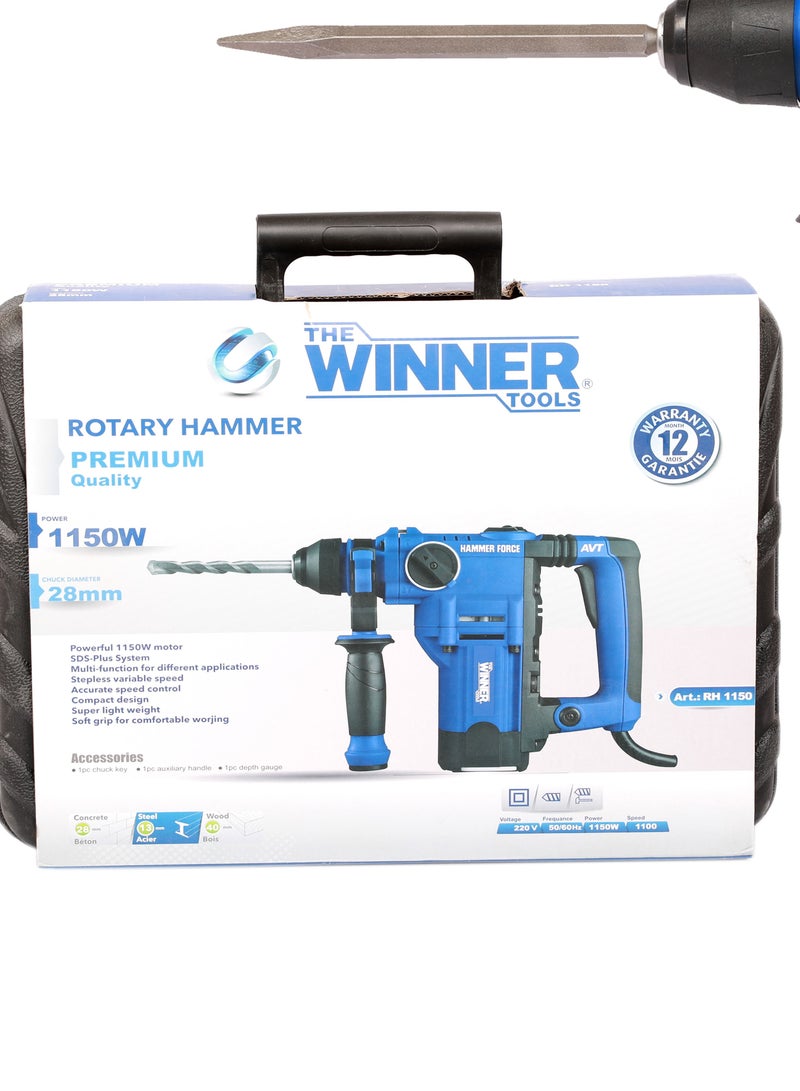 وينر مثقاب مطرقي دوار احترافي بنظام تثبيت اس دي اس بلس 1150 واط - Image 3