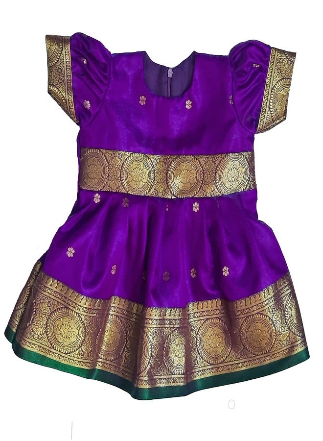 LUSTER فستان ساتان حريري أنيق للبنات من لوستر (من حديثي الولادة إلى 5 سنوات) مثالي لأعياد الميلاد والمهرجانات وحفلات الزفاف جودة ميسورة وفستان جميل باللون الأرجواني - Image 1