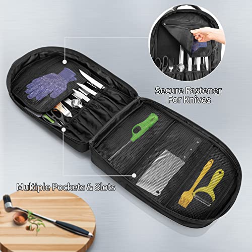 samdew Three-layer Chef Backpack with Knife Bag, Professional Knife Backpack & Chef Bag with 12 + 23 Slots & Multiple Pockets, Chef Knife Carrying Case Roll for Kitchen Utensils (Knife Not Included) - Image 3