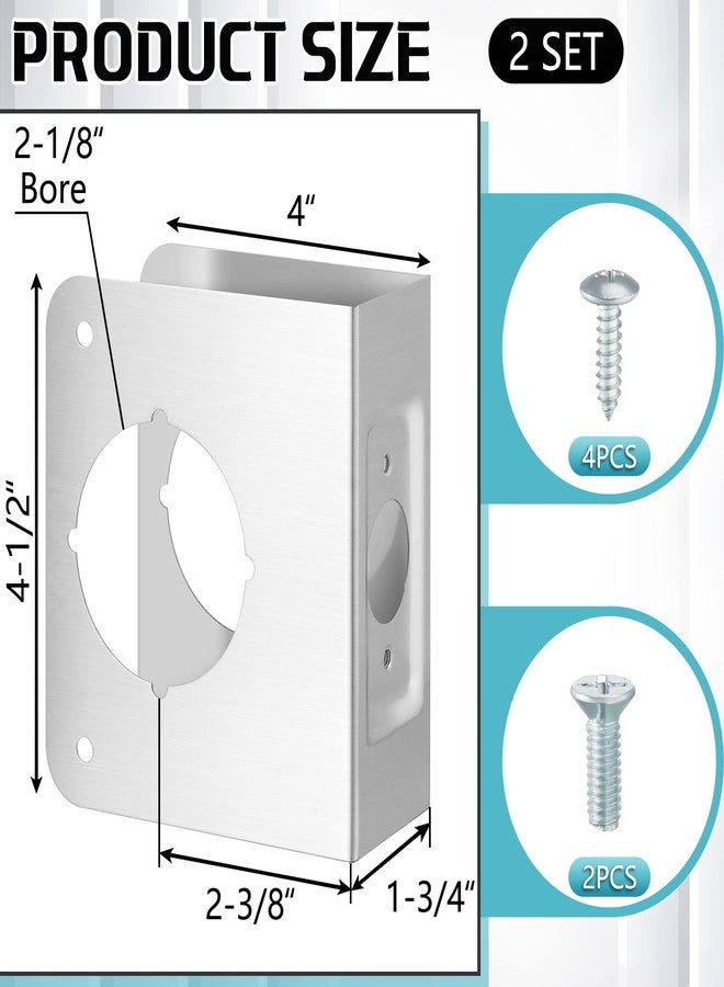 Ferraycle Lock and Door Reinforcer Repair Doors Reinforcement Plate Stainless Steel Home Security Door Lock Plate Add Security to Your Home, 2-1/8 Inch x 2-3/8 Inch x 1-3/4 Inch (2 Pcs) - Image 2