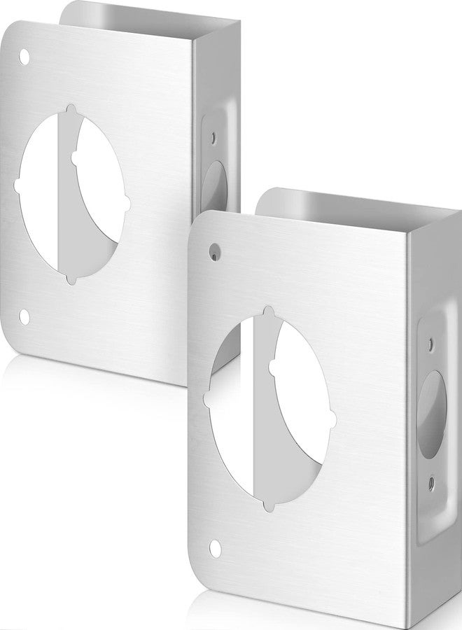 Ferraycle Lock and Door Reinforcer Repair Doors Reinforcement Plate Stainless Steel Home Security Door Lock Plate Add Security to Your Home, 2-1/8 Inch x 2-3/8 Inch x 1-3/4 Inch (2 Pcs) - Image 1