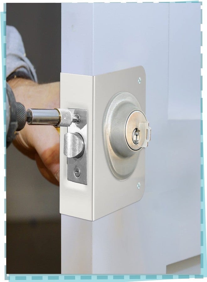 Ferraycle Lock and Door Reinforcer Repair Doors Reinforcement Plate Stainless Steel Home Security Door Lock Plate Add Security to Your Home, 2-1/8 Inch x 2-3/8 Inch x 1-3/4 Inch (2 Pcs) - Image 4
