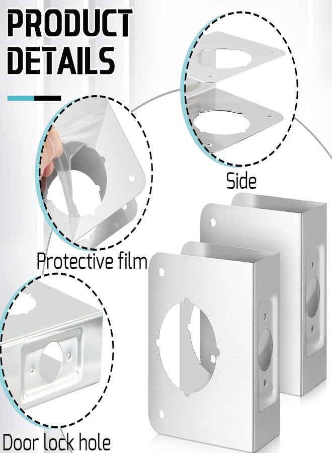 Ferraycle Lock and Door Reinforcer Repair Doors Reinforcement Plate Stainless Steel Home Security Door Lock Plate Add Security to Your Home, 2-1/8 Inch x 2-3/8 Inch x 1-3/4 Inch (2 Pcs) - Image 3