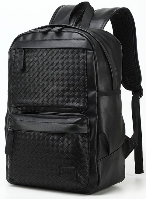 GLD116 15.6-Inch Casual Multi-Pockets Leather Unisex Backpack Bag