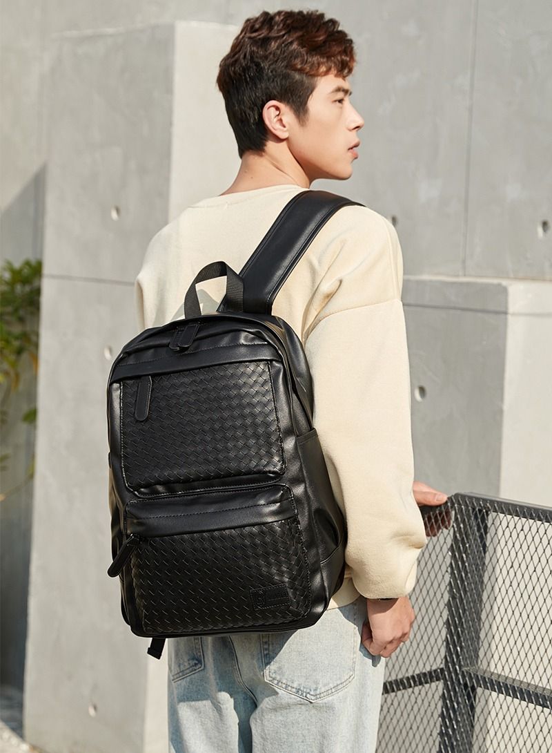 RAHALA GLD116 15.6-Inch Casual Multi-Pockets Leather Unisex Backpack Bag  - Image 2