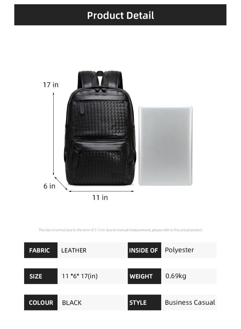RAHALA GLD116 15.6-Inch Casual Multi-Pockets Leather Unisex Backpack Bag  - Image 5