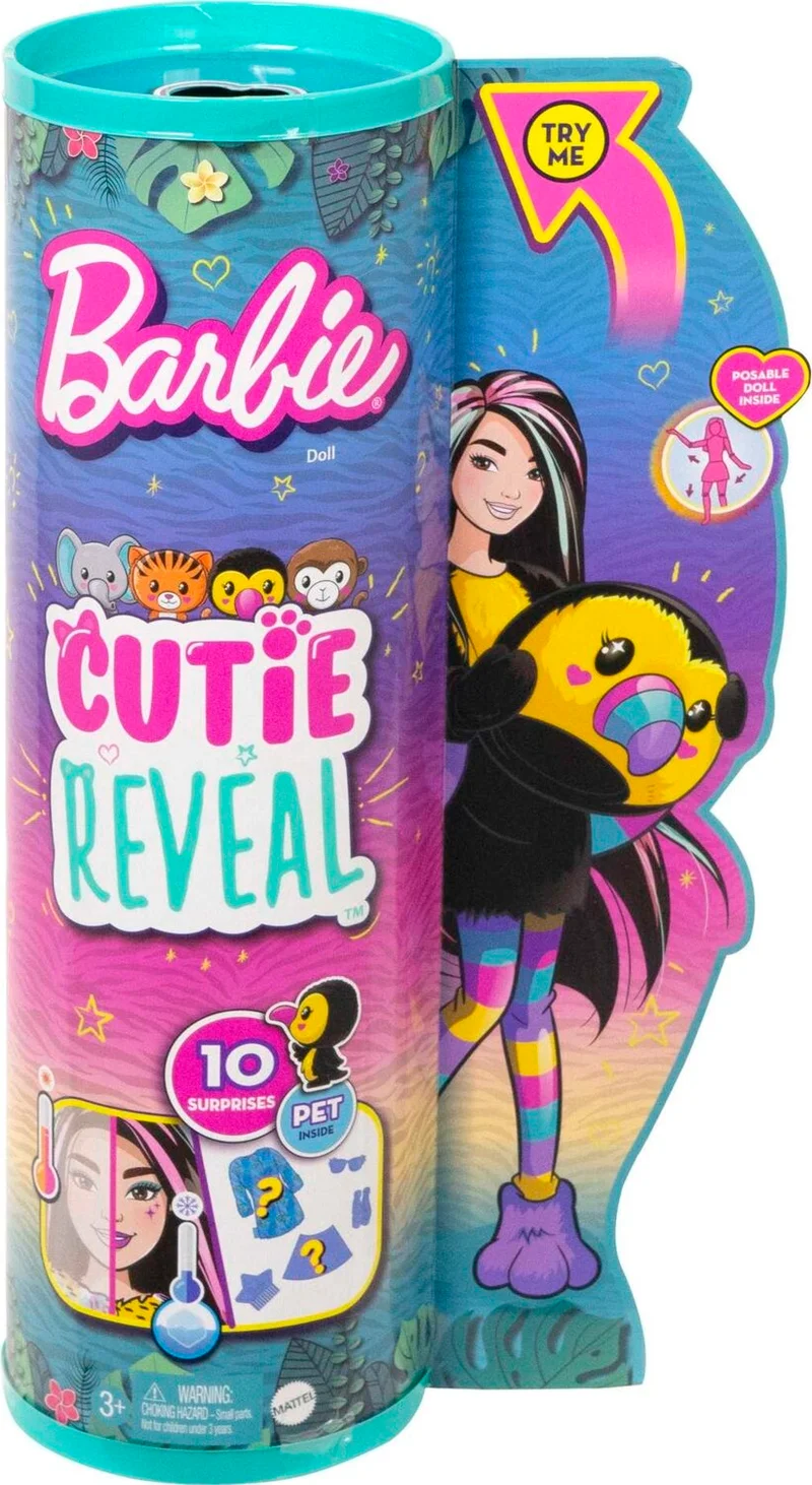 Barbie Cutie Reveal Dolls Tropical Jungle Series - Toucan, ages 3 and up, HKR00