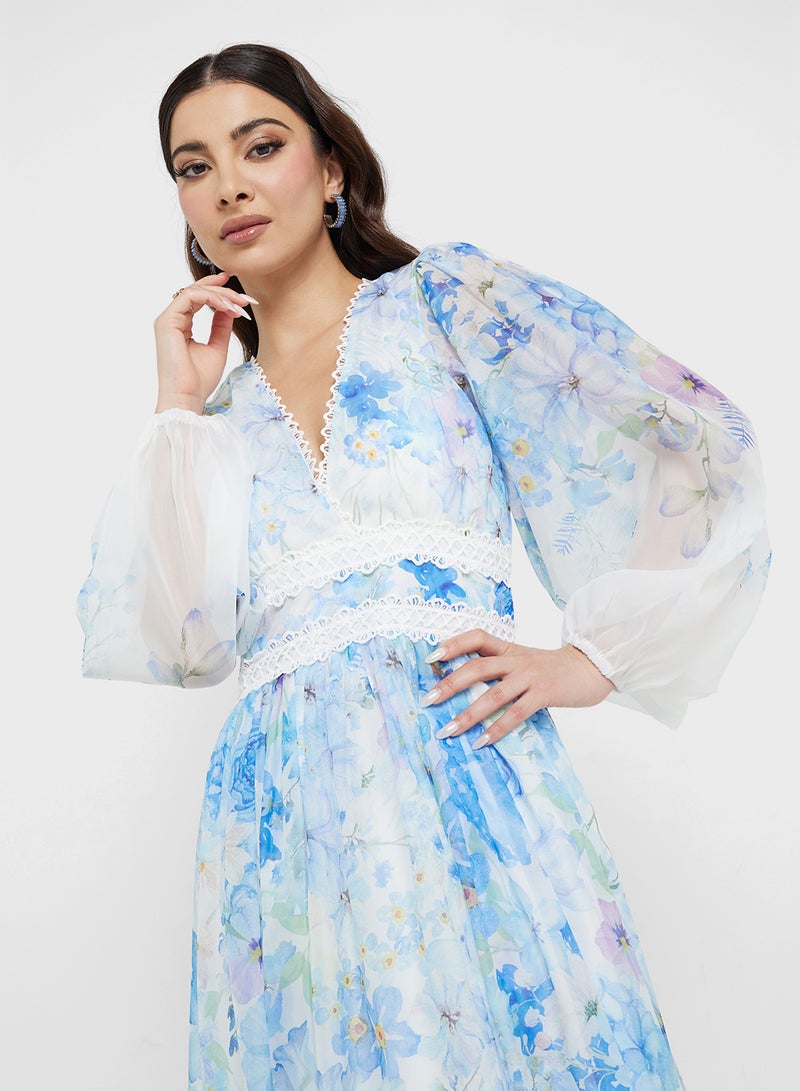 خزانة فستان شيفون بنقشة الزهور - Image 3