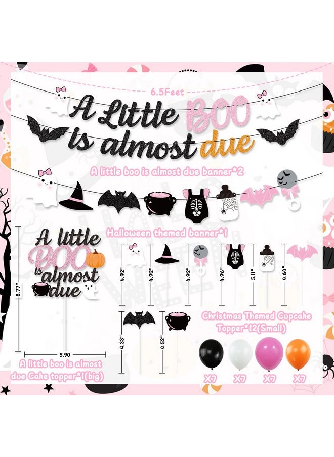 K KUMEED - Pink Orange Halloween Baby Shower Decorations, A Little Boo Is Almost Due Banner,Cute Ghost Baby'S Bottle Cake Topper And Latex Balloons For Girls Little Boo Baby Shower Party Supplies - Image 1