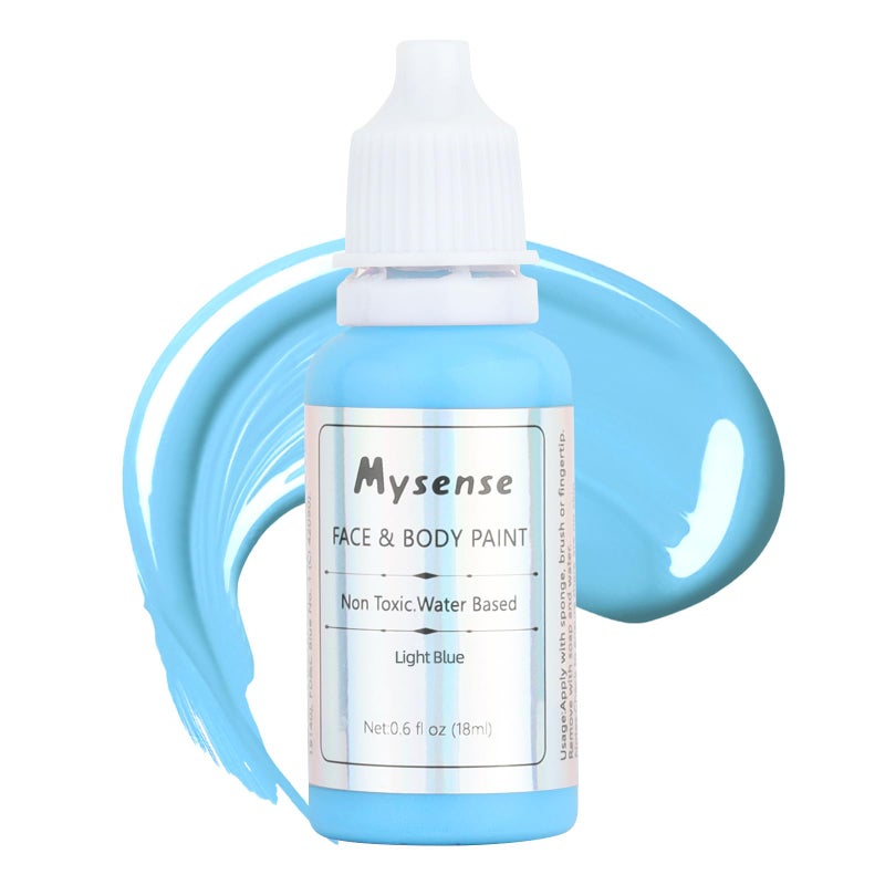 Mysense Light Blue Face Body Paint,Water Based Washable Face Paint,Non-toxic Cream Body Paint for Adults and Children Halloween SFX Cosplay Corpse Bride Sally Avatar Makeup,0.6oz - Image 1